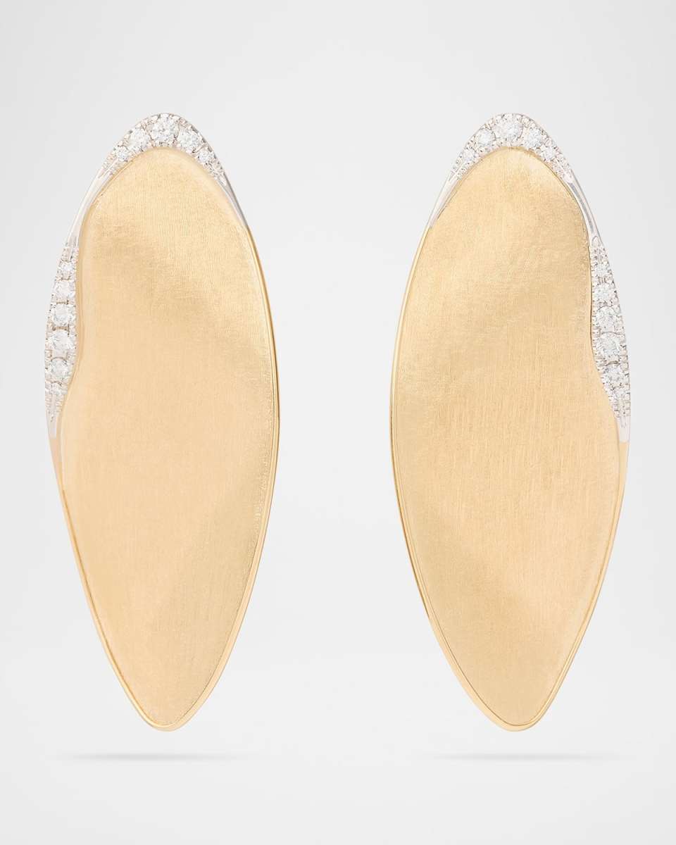 18K Gold Lunaria Large Stud Earrings with Diamonds